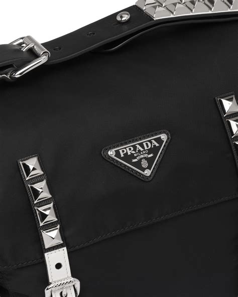 prada medium leather bag|Prada black nylon shoulder bag.